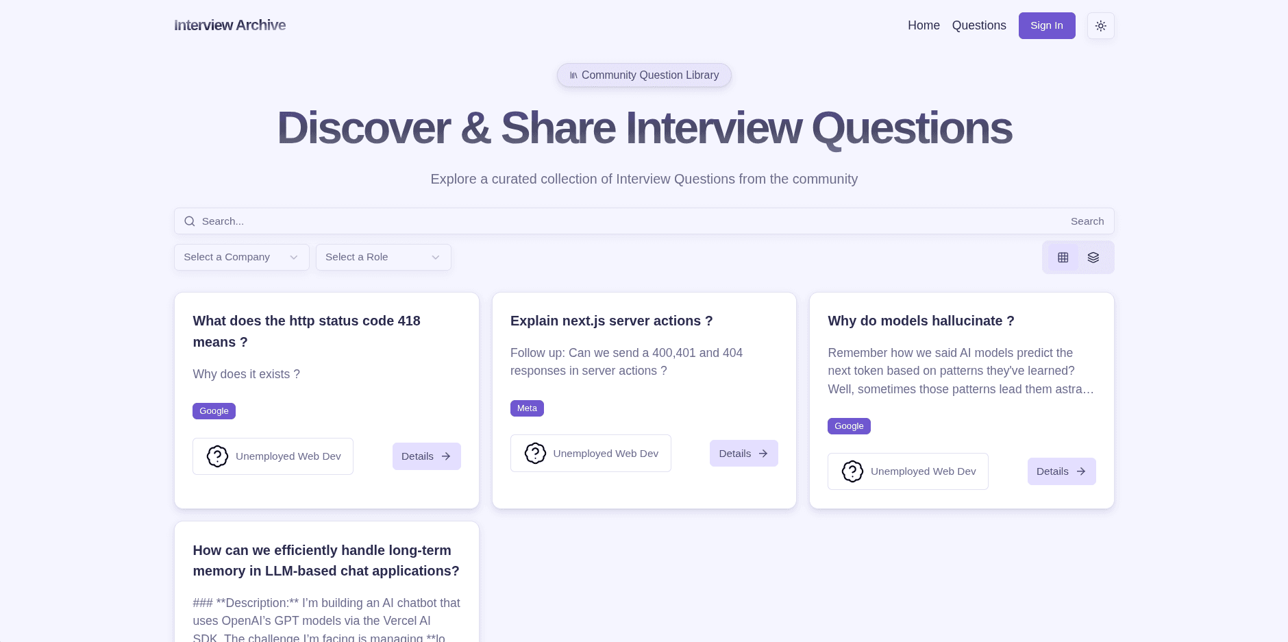 Interview Archive App Screenshot