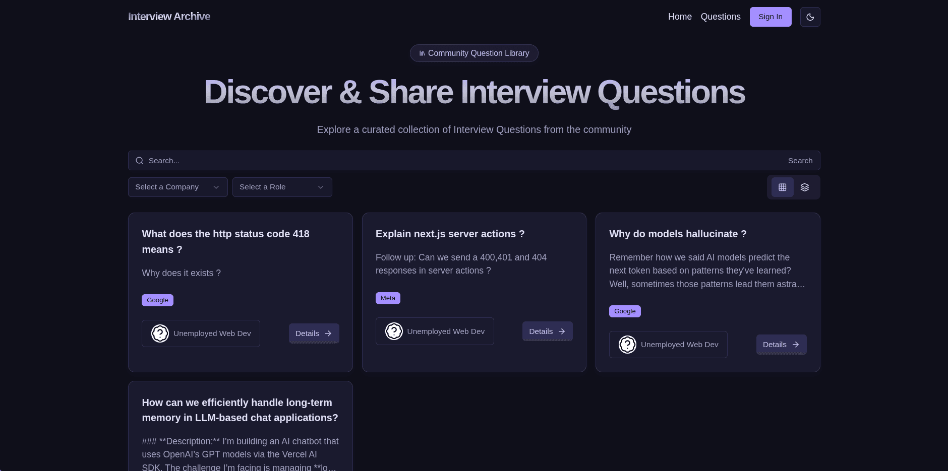 Interview Archive App Screenshot